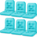 Chunful 6 Pcs Back Chair Cushion Outdoor Indoor Tufted Seat/Back Patio Seating Cushions Weather Resistant Patio Rocking Pads for Outdoor (Light Blue)