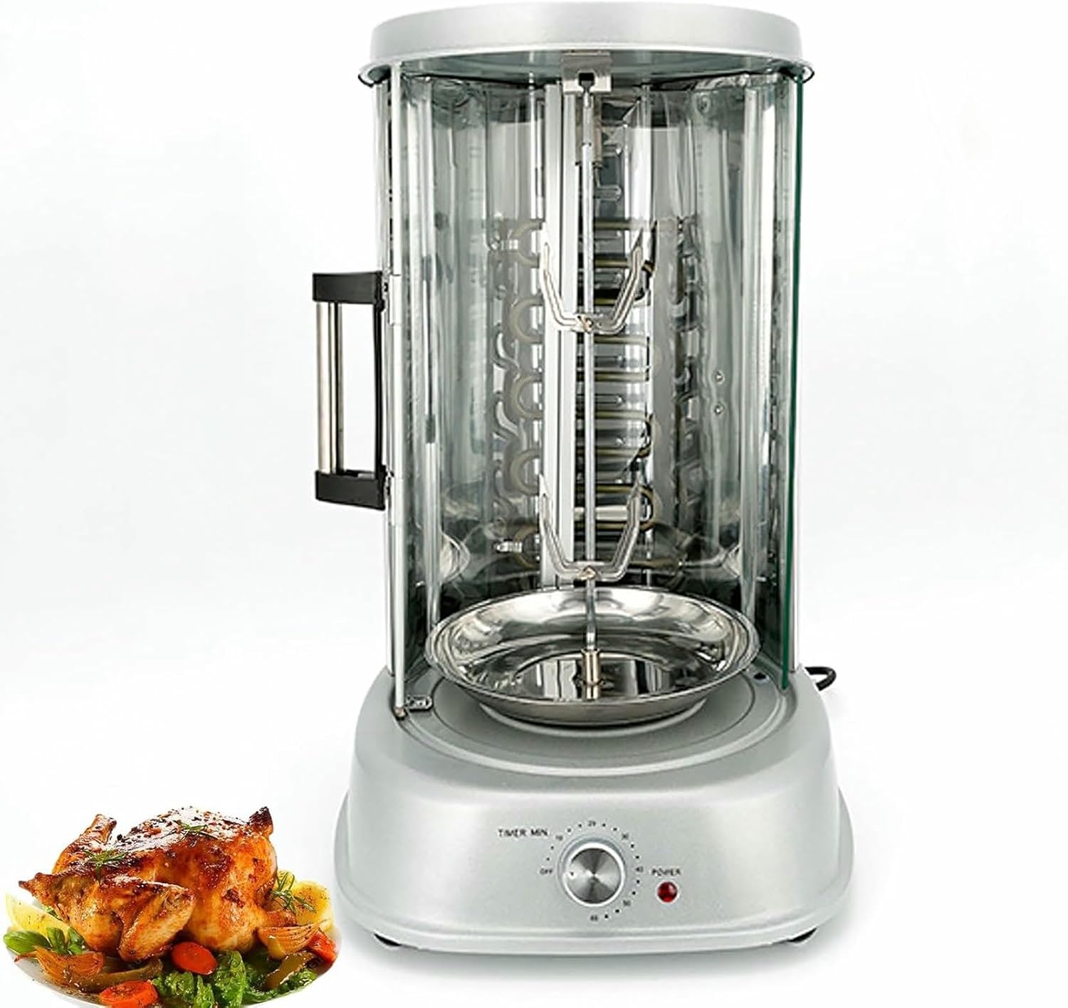 Electric Rotating Vertical Rotisserie Grill,1380W Electric Shawarma Smokeless Rotary Barbecue Machine with 3-Grills