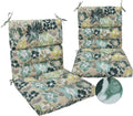 Magpie Fabrics Patio Tufted High Back Chair Cushion 2 Count, Waterproof Fade Resistant Indoor Outdoor Deep Seating Rocking Chair Swing Seat/Back Cushions - Green Floral