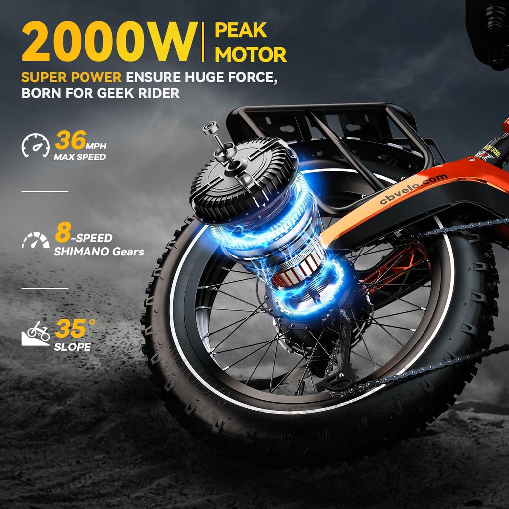 1000W(Peak 2000W)Folding Electric Bike for Adults,35MPH 100Mile,48V 25Ah Removable Battery,20' x 4.0 Fat Tire Foldable Electric Bicycle,8-Speed Electric Mountain E-Bike,UL Certified Commuter Ebikes