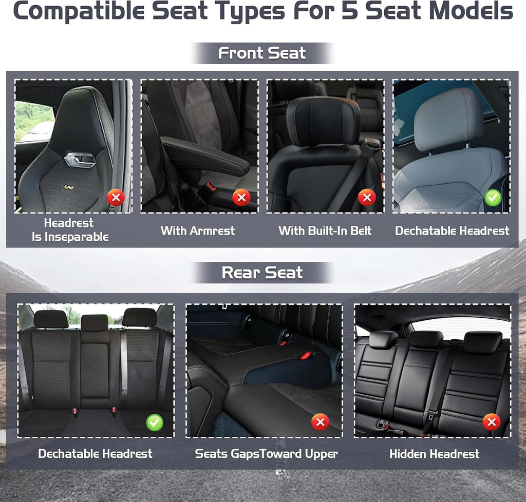 Car Seat Covers for Dodge Ram 1500 2002-2026, Waterproof Nappa Leather Full Set Seat Cover, Anti-Slip and Comfortable Automotive Seat Protector&Accessories(Black White)