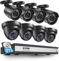 ZOSI 2MP 16CH Home Security Camera System Outdoor with AI Human Vehicle Detect, H.265+ 16CH DVR and 8 x 1080p Weatherproof Surveillance CCTV Bullet Dome Camera, 90° View Angle, Alert Push, 2TB HDD