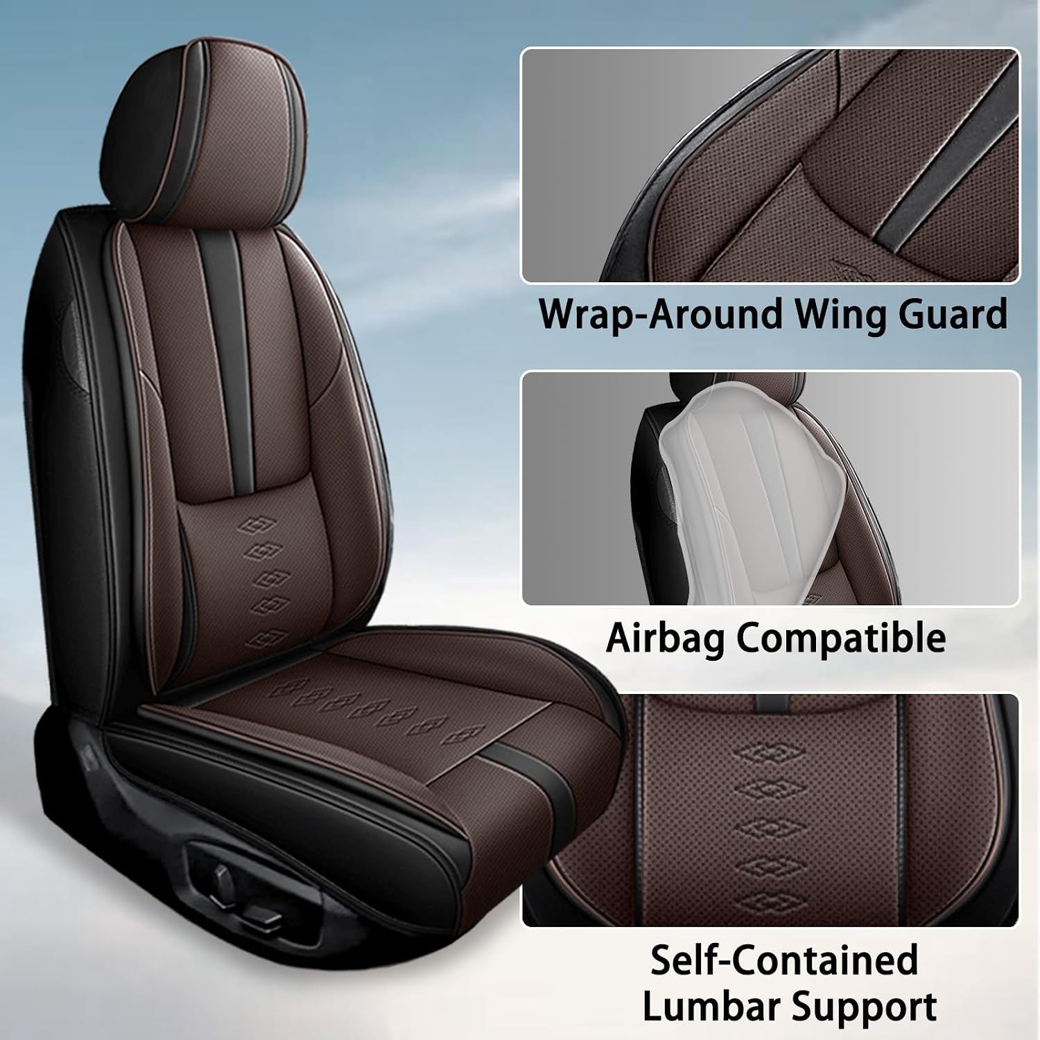 Car Seat Covers 5 Seats Fit for Mazda CX-90 2024 2025,Waterproof Leather Seat Covers,Airbag Compatible,Car Seat Protectors Interior Sets(Full Set,Black&Brown)