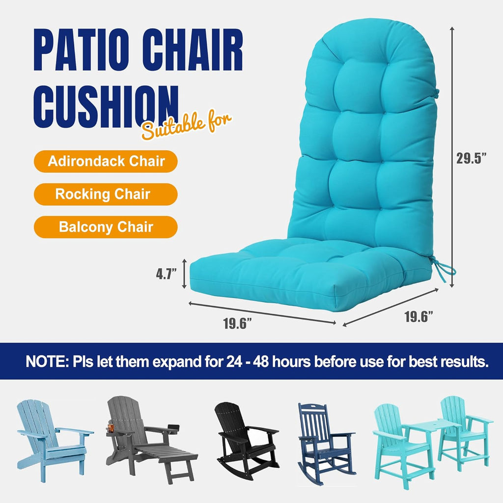 YEFU Adirondack Chair Cushion, Rocking Chair Cushions High Back Set of 4, Thickened Patio Chair Pad for Indoor and Outdoor, 49x20x4.7 Inch, Aruba Blue