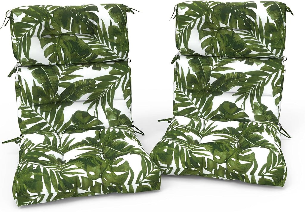 Outdoor High Back Patio Chair Cushions, Tufted Rocking Chair Cushions, Adirondack Cushions for Garden Porch Home Office Chairs Use, 44' x 22' x 4', 2 Pack, Palm Green