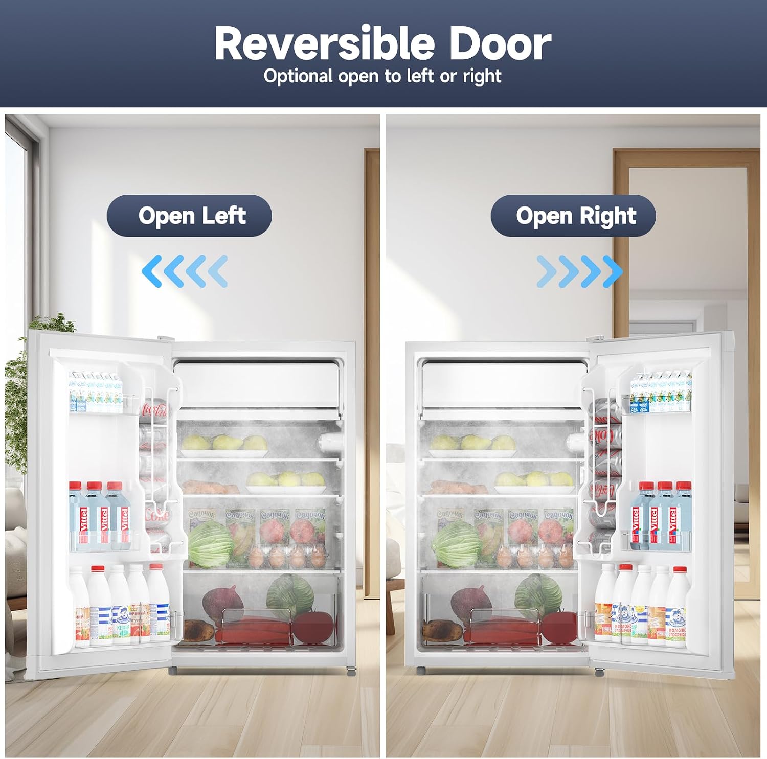 GarveeLife Mini Fridge with Freezer 4.3 Cu.Ft, Single Door Refrigerator with Adjustable Thermostat, Mini Compact Fridge for Bedroom, Office, Dorm, RV, White