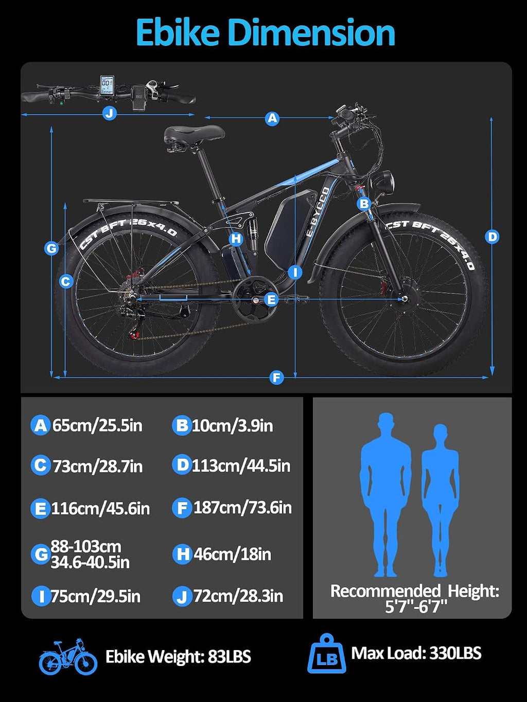 6000W Peak Electric Bike for Adults, 52V 32AH Dual Motor E-Bike, Up to 90Mile & 45 M P H All-Terrain Fat Tires Full Suspension 24/26 Inch Electric Bicycles Hydraulic Disc Brake for Road UL2849 by SGS