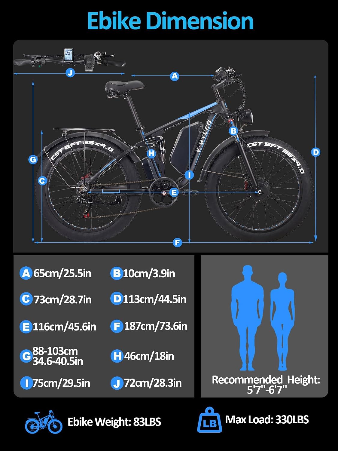 6000W Peak Electric Bike for Adults, 52V 32AH Dual Motor E-Bike, Up to 90Mile & 45 M P H All-Terrain Fat Tires Full Suspension 24/26 Inch Electric Bicycles Hydraulic Disc Brake for Road UL2849 by SGS