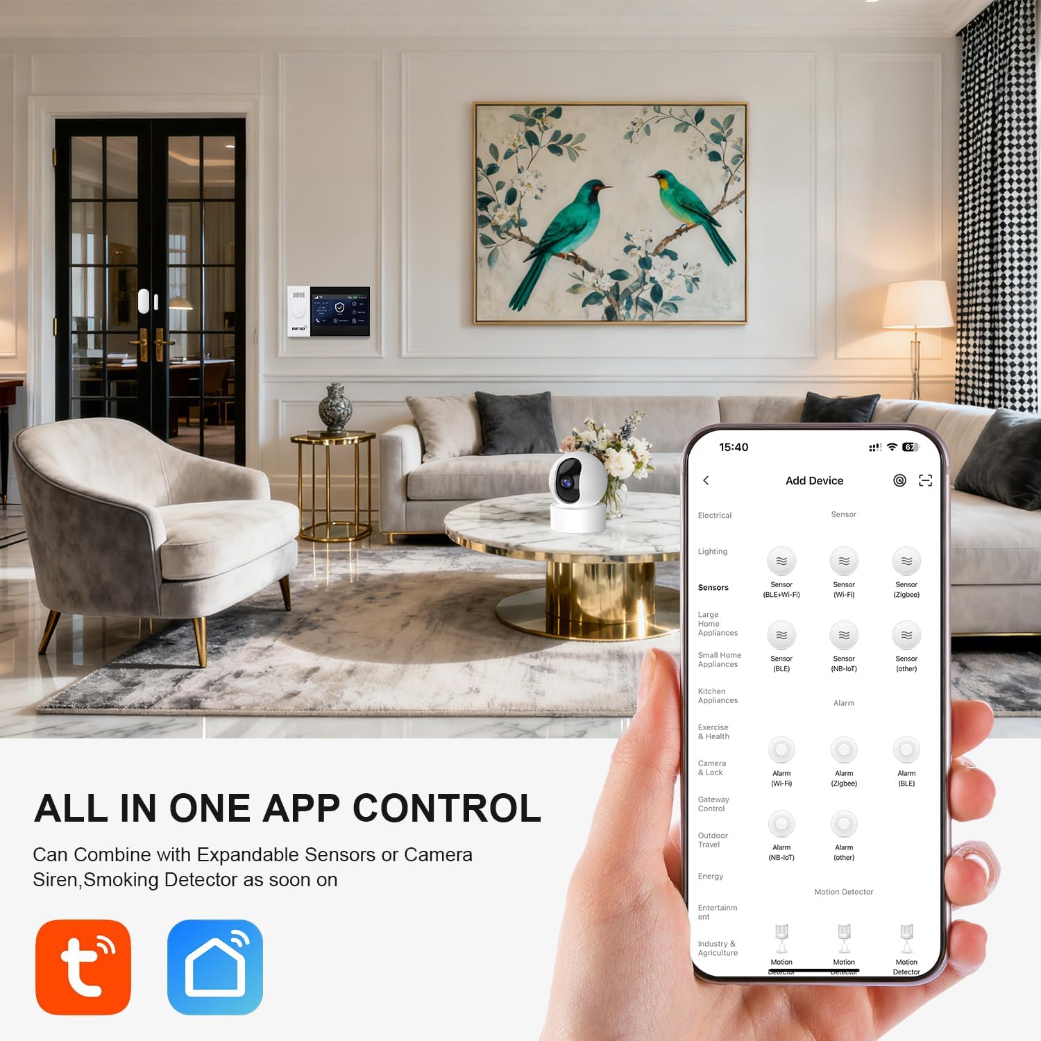 PGST Wireless Home Alarm System with HD Security Camera,DIY Expandable Door Alarm Sensors,4G GSM/Tuya App Instant Alerts,Compatible with Alexa for Apartment,No Monthly Fee