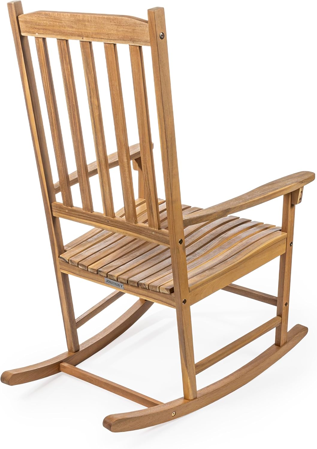 JONATHAN Y RCK300A Seagrove Farmhouse Classic Slat-Back 350-LBS Support Acacia Wood Outdoor Rocking Chair Traditional, Coastal, Cottage, Vintage, Shabby Chic, Teak Brown
