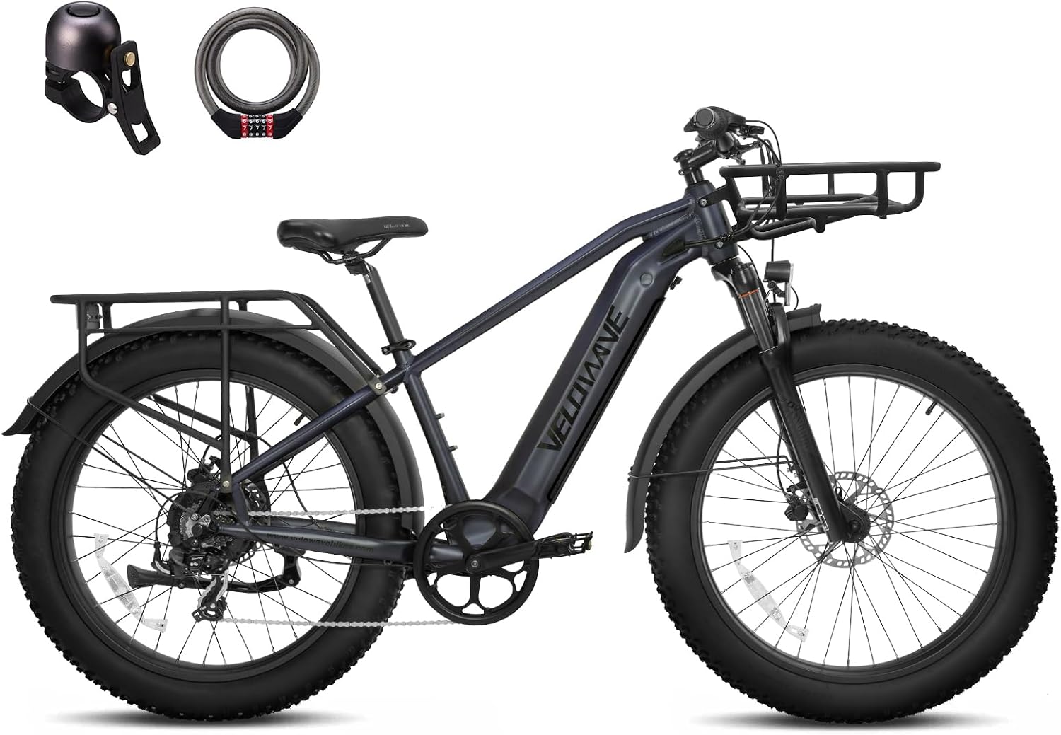 VELOWAVE Electric Bike for Adults Peak 1200W BAFANG Motor 28MPH Mountain Ebike 48V 15AH Removable LG Cells Battery 26'' Fat Tire E Bike Shimano 7-Speed