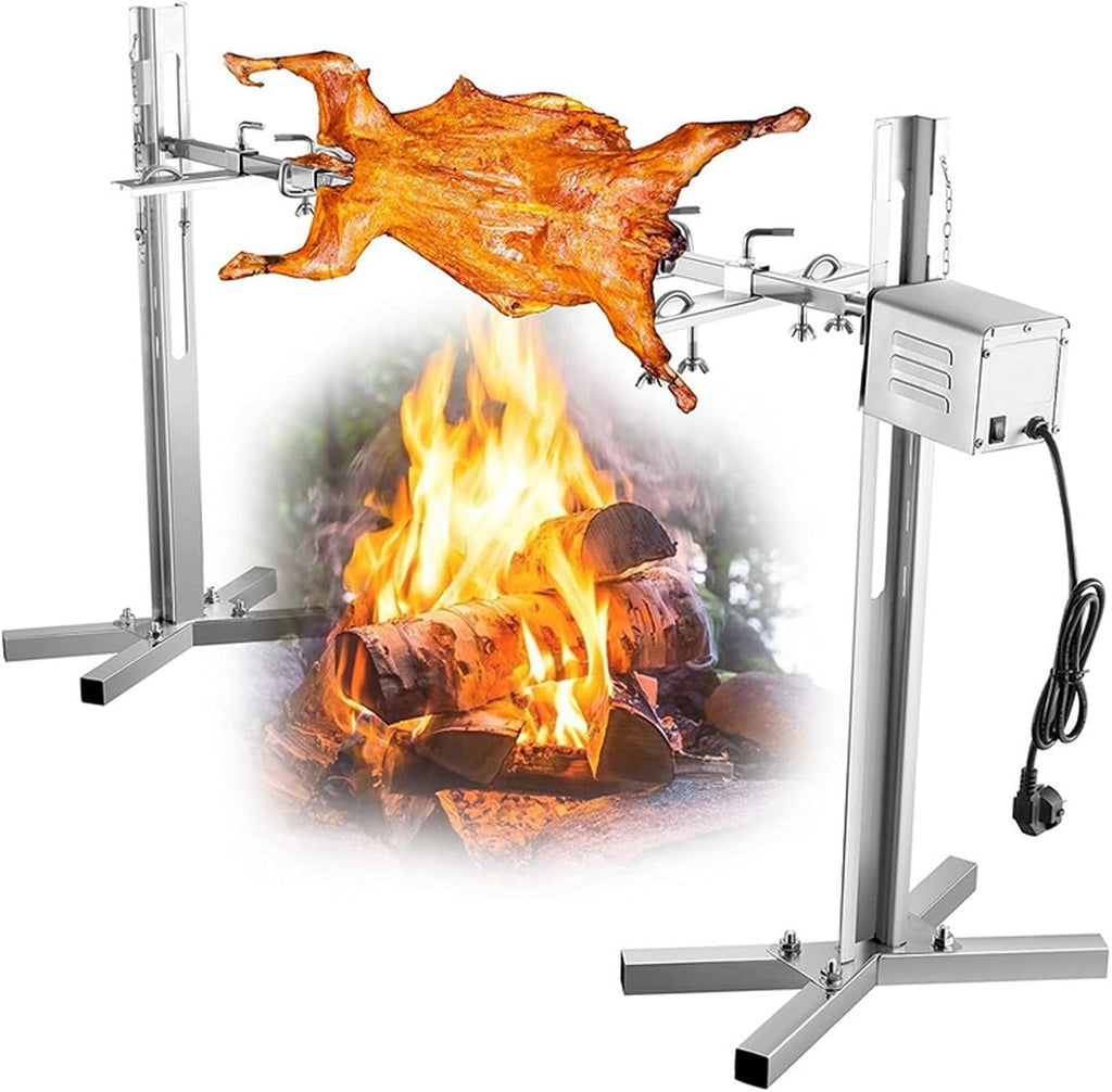 Adjustable Electric BBQ Rotisserie Grill for Heavy Loads for Outdoor Picnics, Campfires, and Tailgating