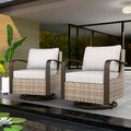 EAGLE PEAK Coastal Vista Outdoor Swivel Wicker Rocker with Deep Seating, Patio Glider Rocking Chair, Contains 2 Chairs, Beige