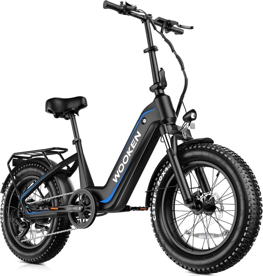 Wooken Electric Bike for Adults, 48V 624Wh Removable Battery Ebike with 60 Miles Long Range, 1000W Peak Brussless Motor, 20×4.0' Fat Tire E Bike,Step-Thru Electric Bicycle, SGS Certified to UL 2849