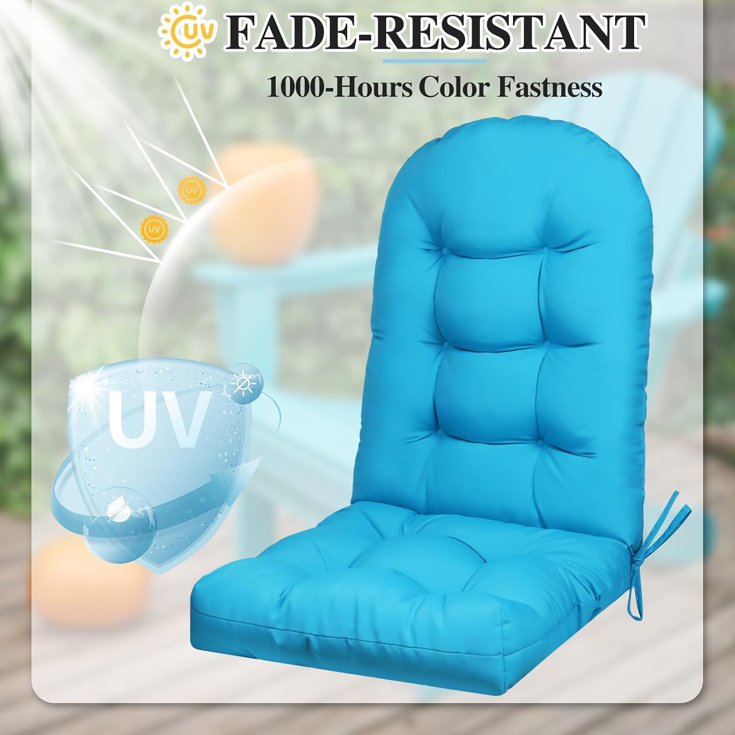6 Pack Adirondack Chair Cushion, Waterproof Rocking Chair Cushion - Fade Resistant Patio Furniture Cushions, Thickened Patio Chair Pad for Outdoor and Indoor, 49x20x5 Inch