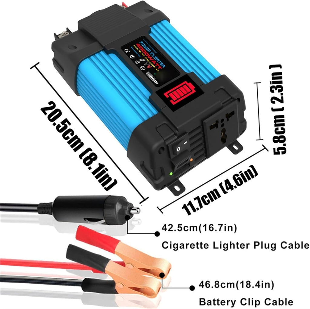 6000W Solar Inverter 12V to 110V/220V with 30A Controller & 18W 12V Solar Panel Kit - Portable Solar Generator for Home Grid System (Blue, 12V-110V)