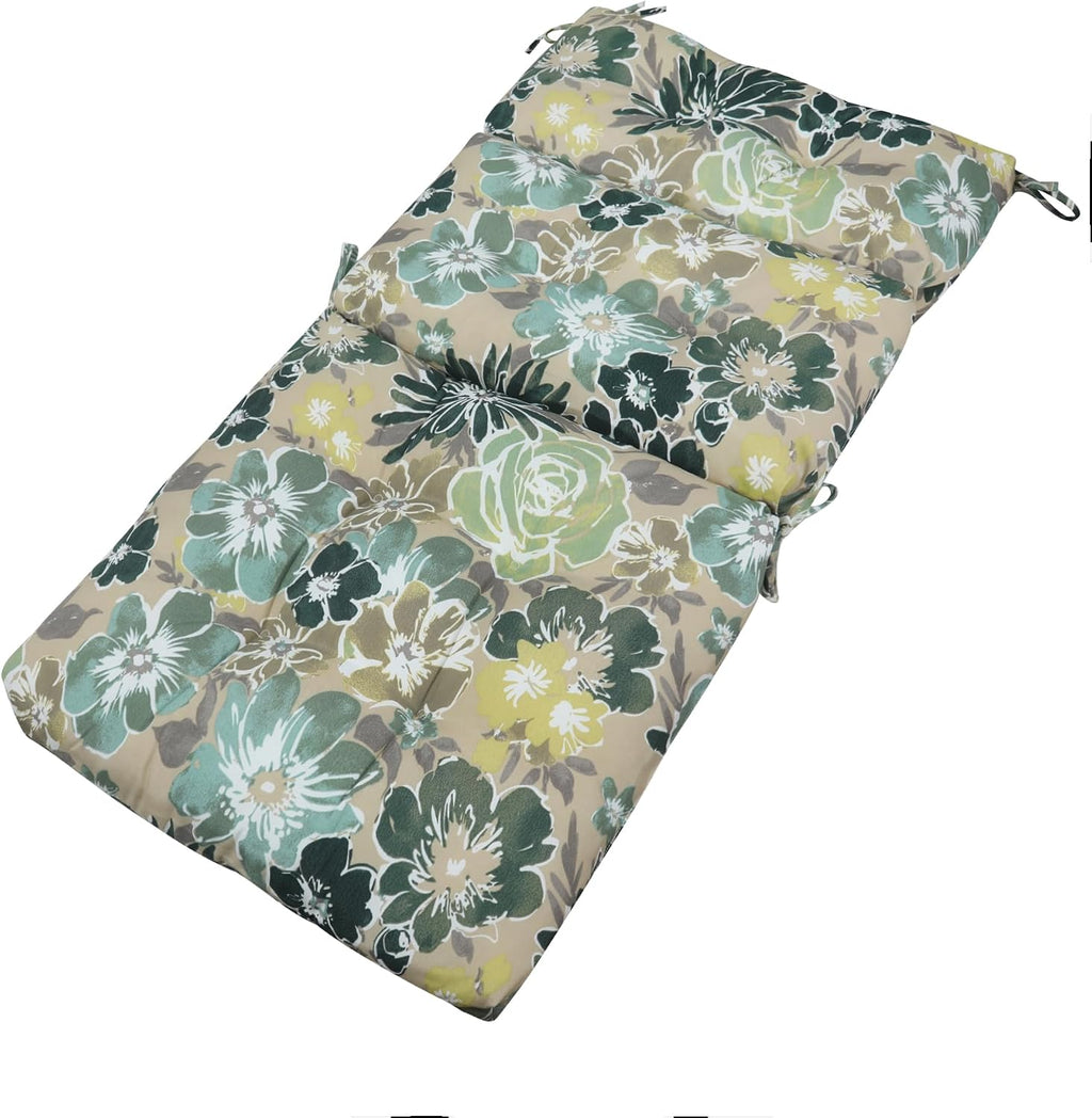Magpie Fabrics Patio Tufted High Back Chair Cushion 2 Count, Waterproof Fade Resistant Indoor Outdoor Deep Seating Rocking Chair Swing Seat/Back Cushions - Green Floral