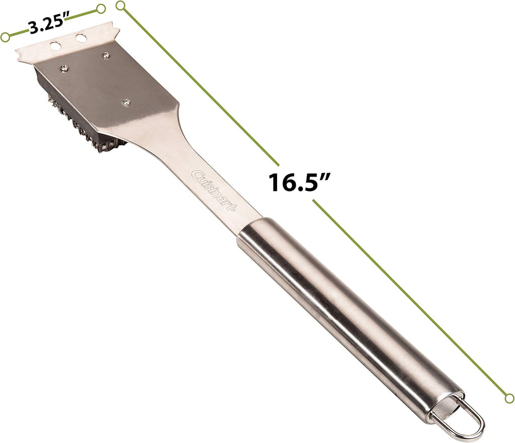 Cuisinart CEG-980 Outdoor Electric Grill with VersaStand & CCB-5014 BBQ Grill Cleaning Brush and Scraper, 16.5', Stainless Steel, 16. 5'