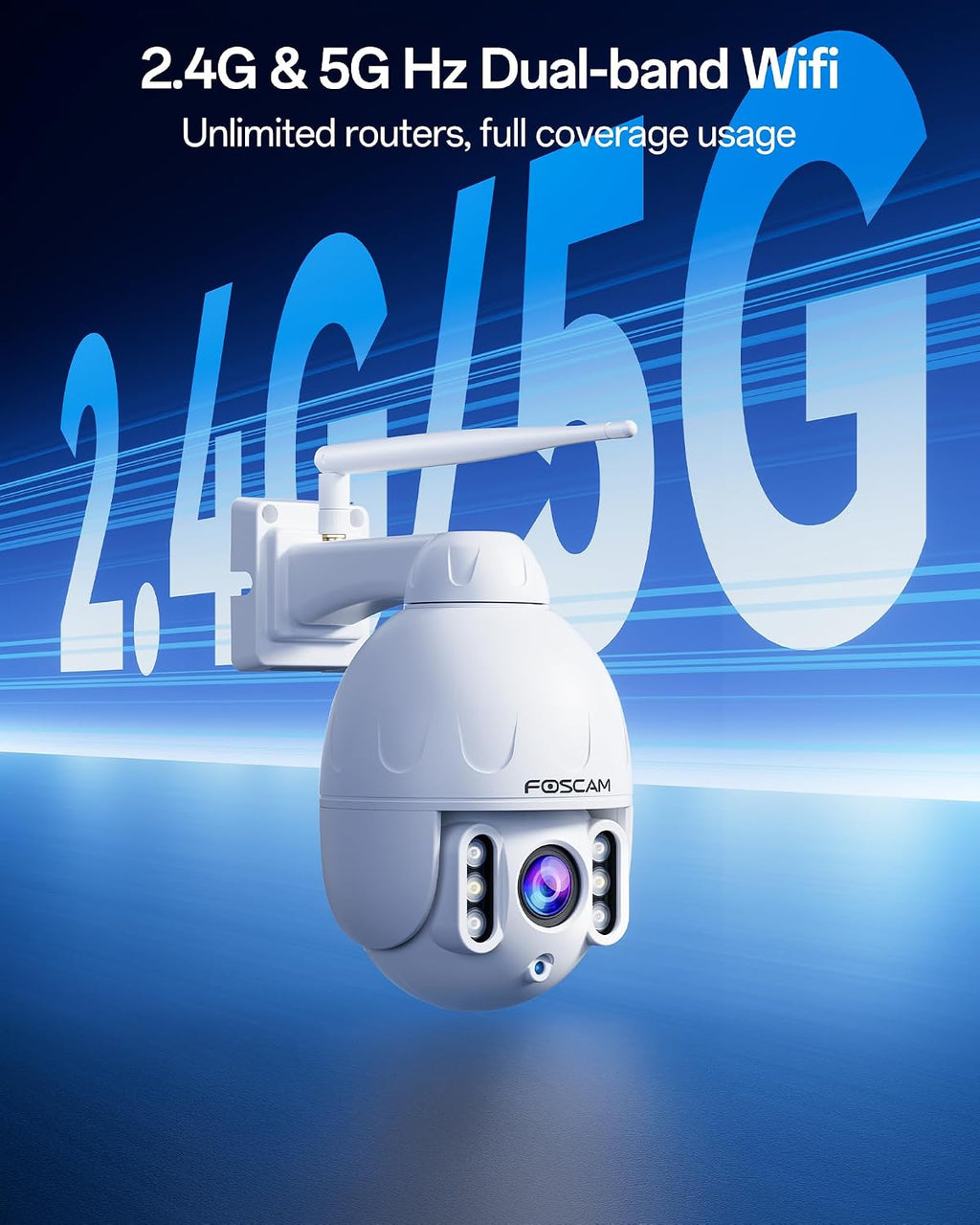 FOSCAM SD4 2k 4MP Outdoor Security Camera, 5G/2.4GHz WiFi PTZ IP Surveillance Camera with 4X Optical Zoom, Smart AI Human Detection, 2-Way Audio, 165ft Night Vision, CMOS Image Sensor, IP66