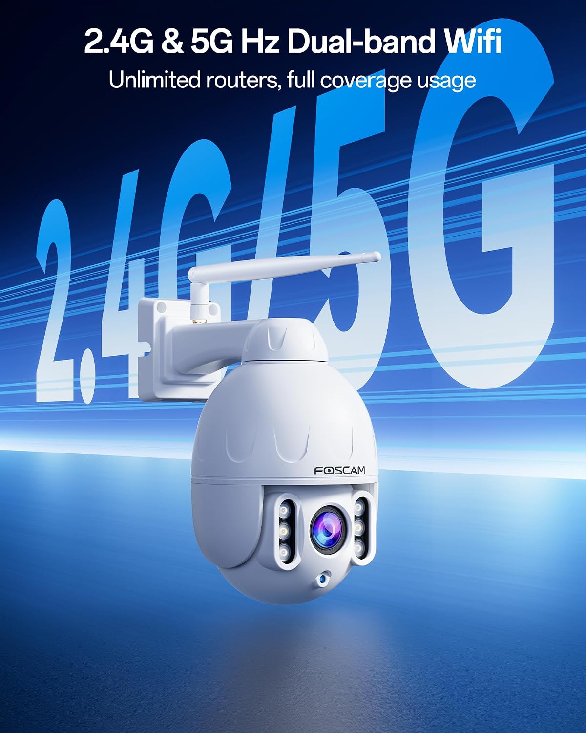 FOSCAM SD4 2k 4MP Outdoor Security Camera, 5G/2.4GHz WiFi PTZ IP Surveillance Camera with 4X Optical Zoom, Smart AI Human Detection, 2-Way Audio, 165ft Night Vision, CMOS Image Sensor, IP66