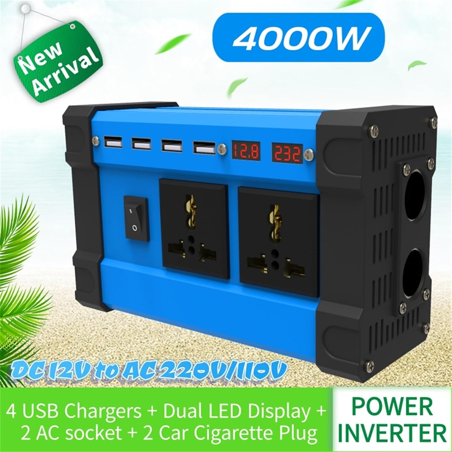 4000W Complete Solar Power System 12V To 110V/220V Solar System Combination Inverter Solar Panel Kit Home Grid System 30A Controller + 18w 18v Solar Panel(110V)