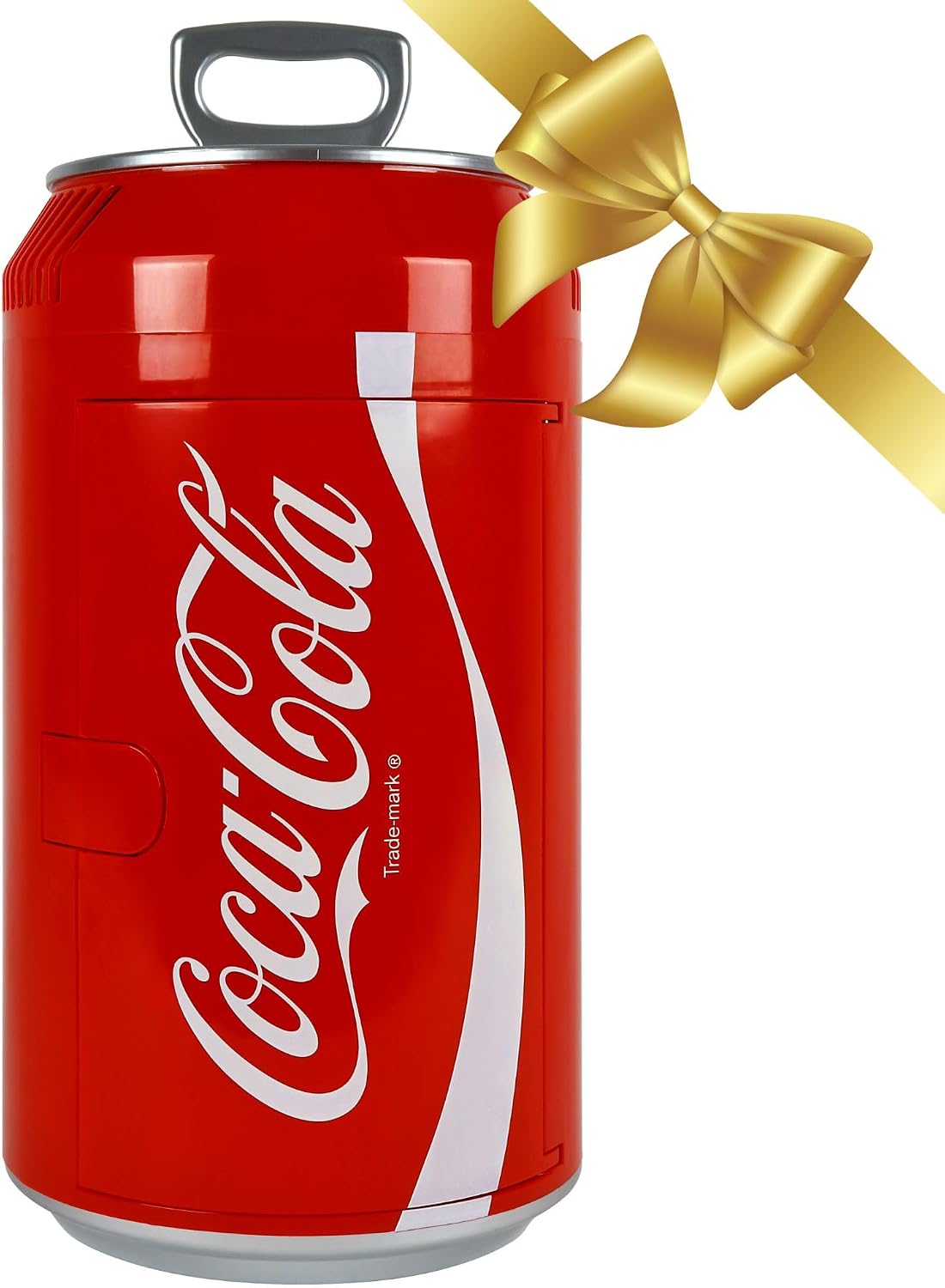 Coca-Cola 8 Can Portable Mini Fridge, 5.4L (5.7 qt) Compact Personal Travel Fridge for Snacks Lunch Drinks Cosmetics, Includes 12V and AC Cords, Cute Desk Accessory for Home Office Dorm Travel, Red