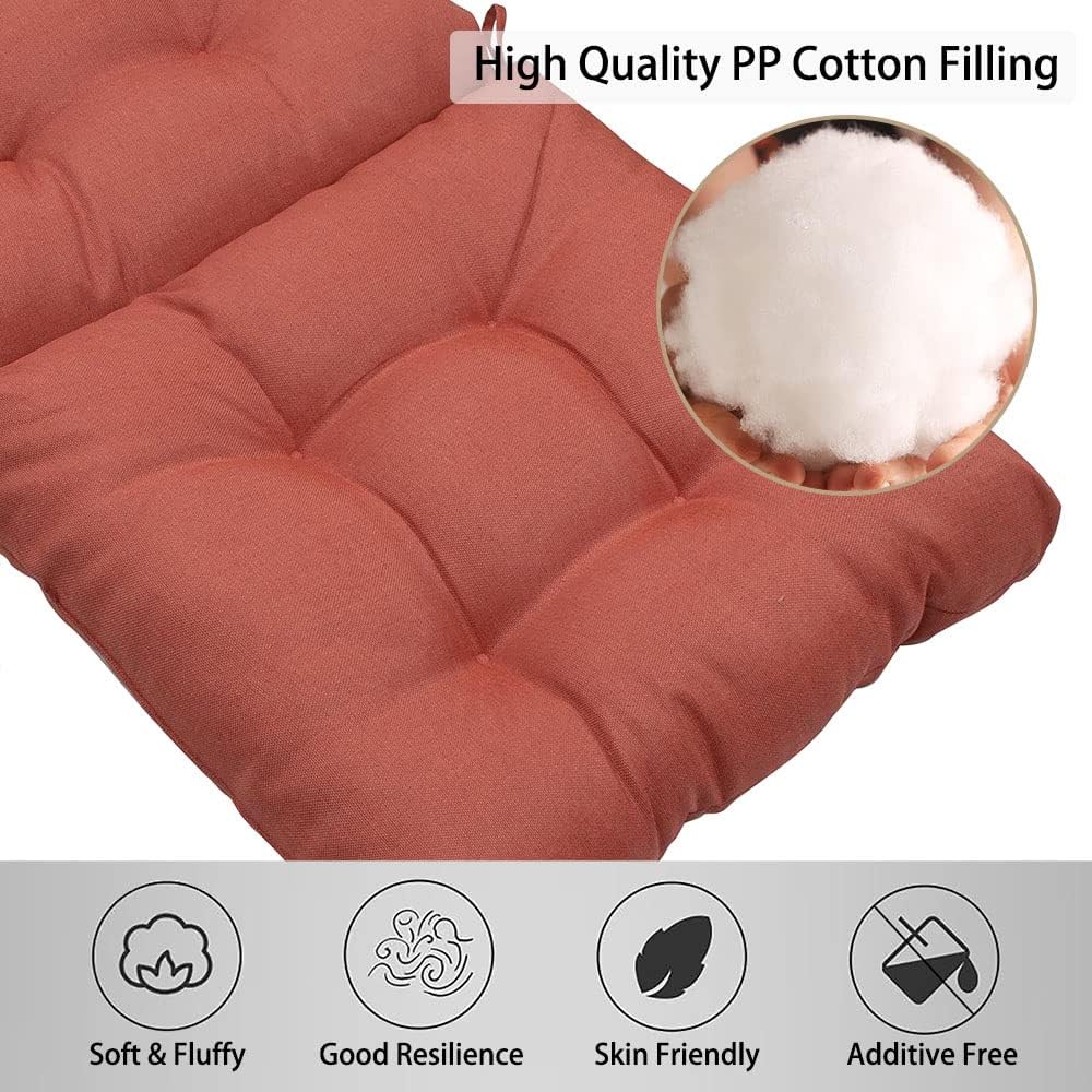 Magpie Fabrics Indoor/Outdoor Tufted High Back Chair Cushion Set of 2, Waterproof Deep Seating Rocking Chair Outdoor Chaise Lounge Sun Lounger Chair Cushions(Coral)