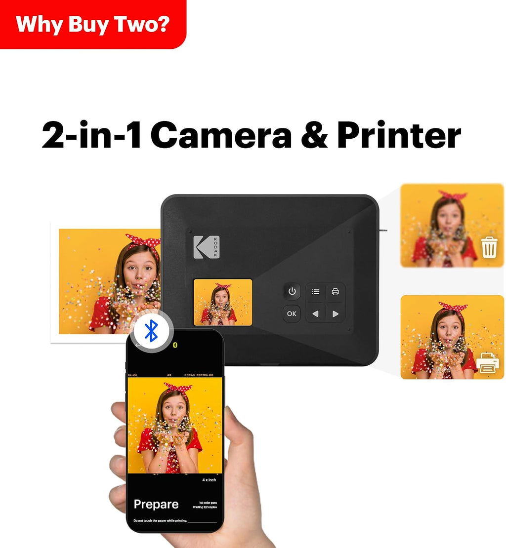 Kodak Mini Shot 3 Retro 4PASS 2-in-1 Instant Digital Camera and Photo Printer (3x3 inches)