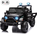 MINIATURE MOTORS 24V Kids Electric Ride on Truck Car with Remote Control, Twin 55W Motors 4MPH Max Speed, Bluetooth Music Player, 4 Wheels Suspension LED Lights Safety Belt, Gift for Boys Girls-Black