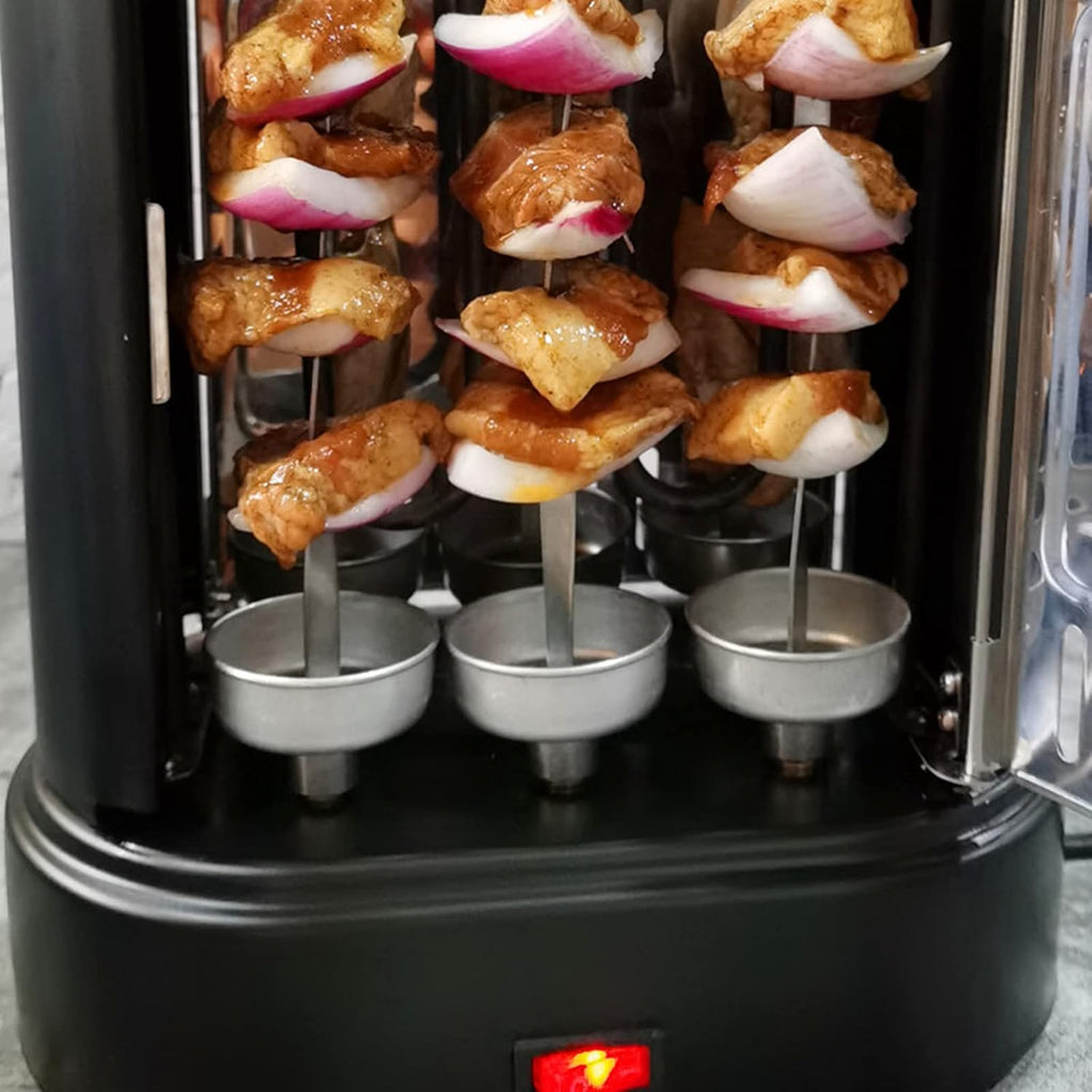 Vertical Countertop Oven, with Bake, Broil Roasting Kebab Rack, Smokeless Electric Grill, 360°Automatically Rotating Barbecue Grill, 6 Strings, for Commercial and Home Use