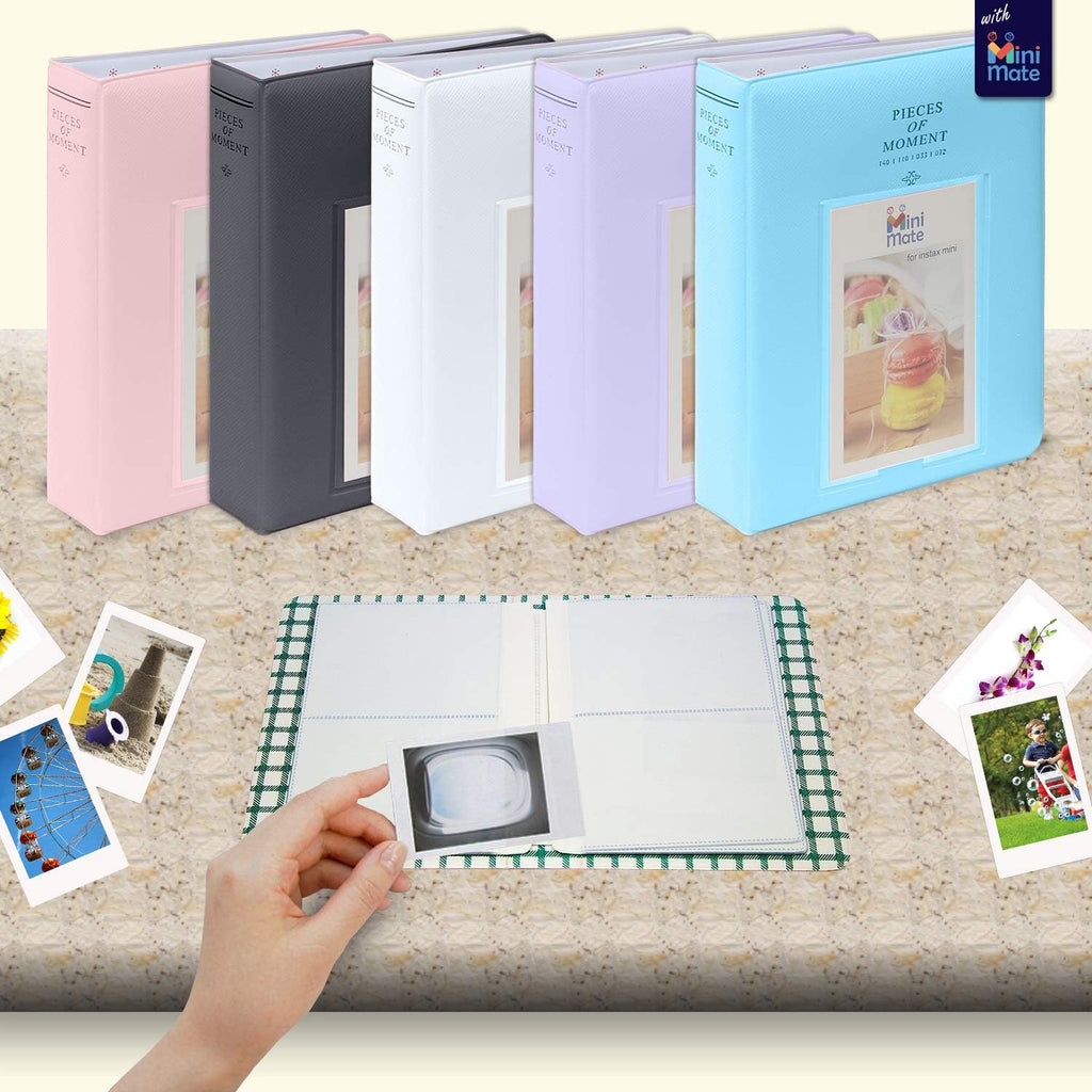Fujifilm Instax Mini 11 Instant Camera Ice White + MiniMate Accessories Bundle + Fuji Instax Film Value Pack (40 Sheets) Accessories Bundle, Color Filters, Album, Frames