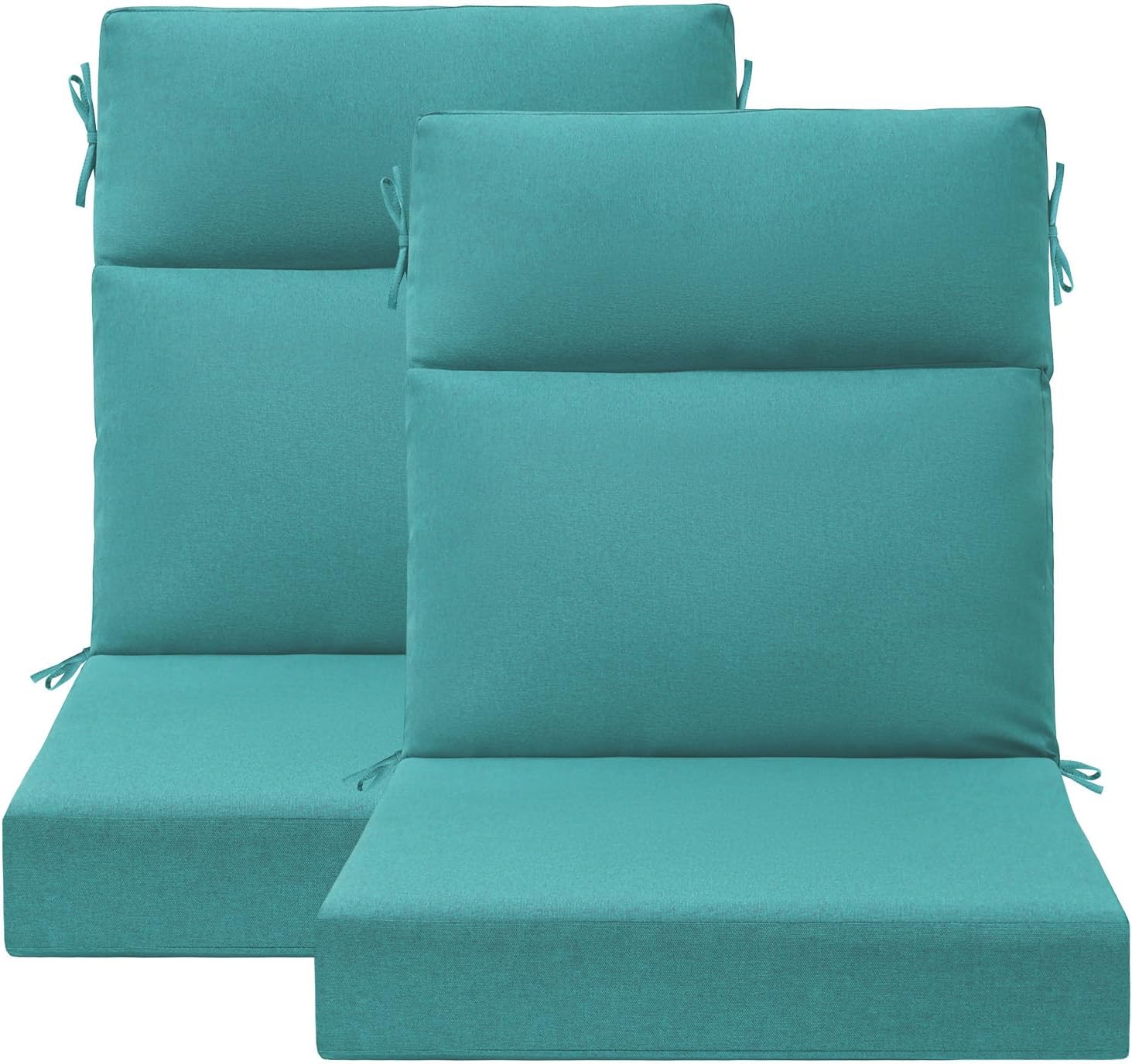 Unimatta Outdoor High Back Chair Cushion Seat Pads, 44 x 21 Inch Water-Repellent & Fade-Resistant Patio Furniture Cushions with Ties for Adirondack, Rocking Chairs, Turquoise