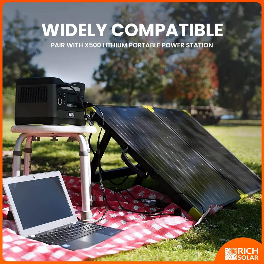 RICH SOLAR 100W Briefcase Solar Charging Kit Portable Solar Panel with 20A Charger Controller Built-in Robust Kickstand (100W+10A Controller)