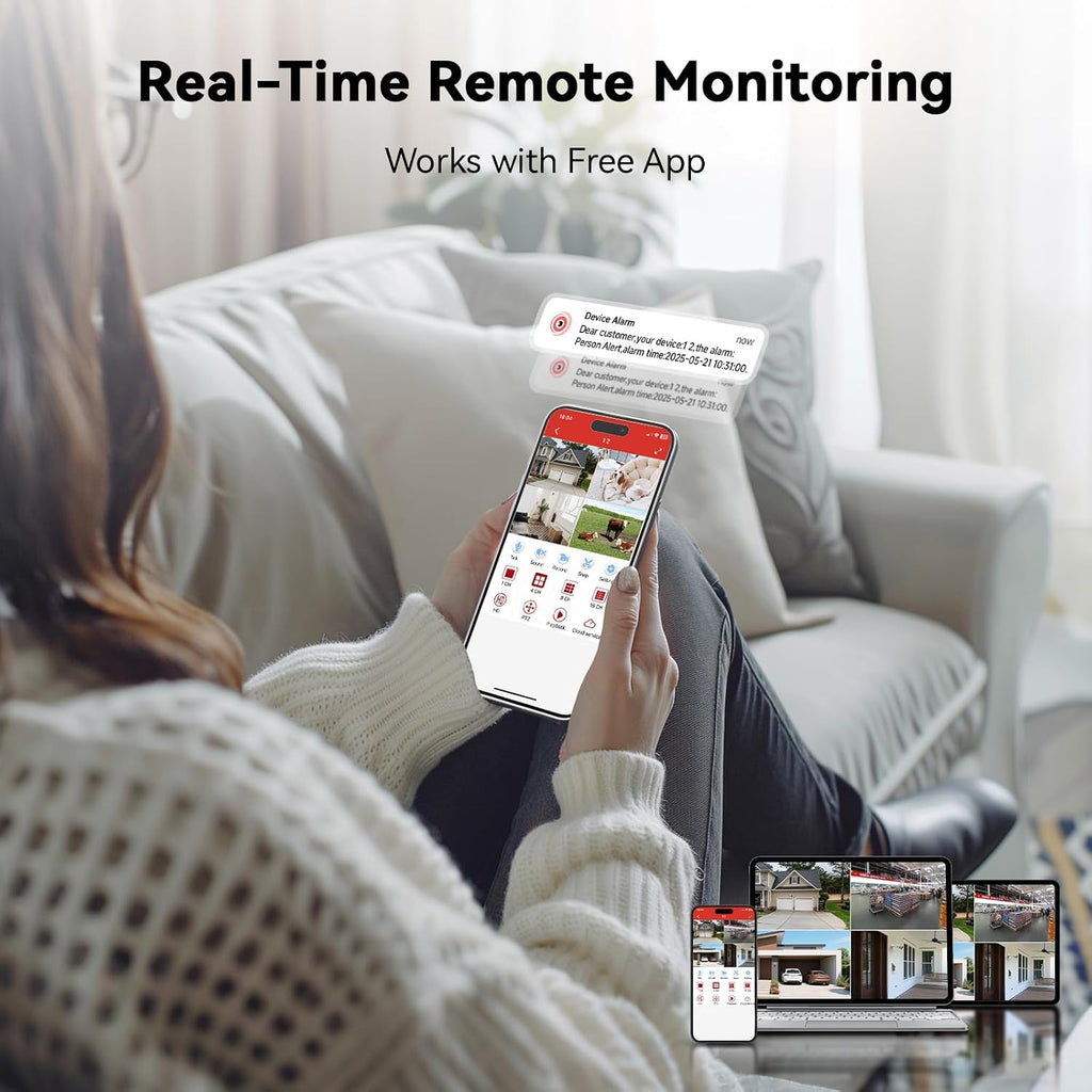 5MP Lite Security Camera System with 500G Hard Drive, 4 Channel AHD TVI DVR Recorder, 4pcs HD Indoor Outdoor Wired Surveillance CCTV Dome Cameras, Smart Motion Detection, Night Vision