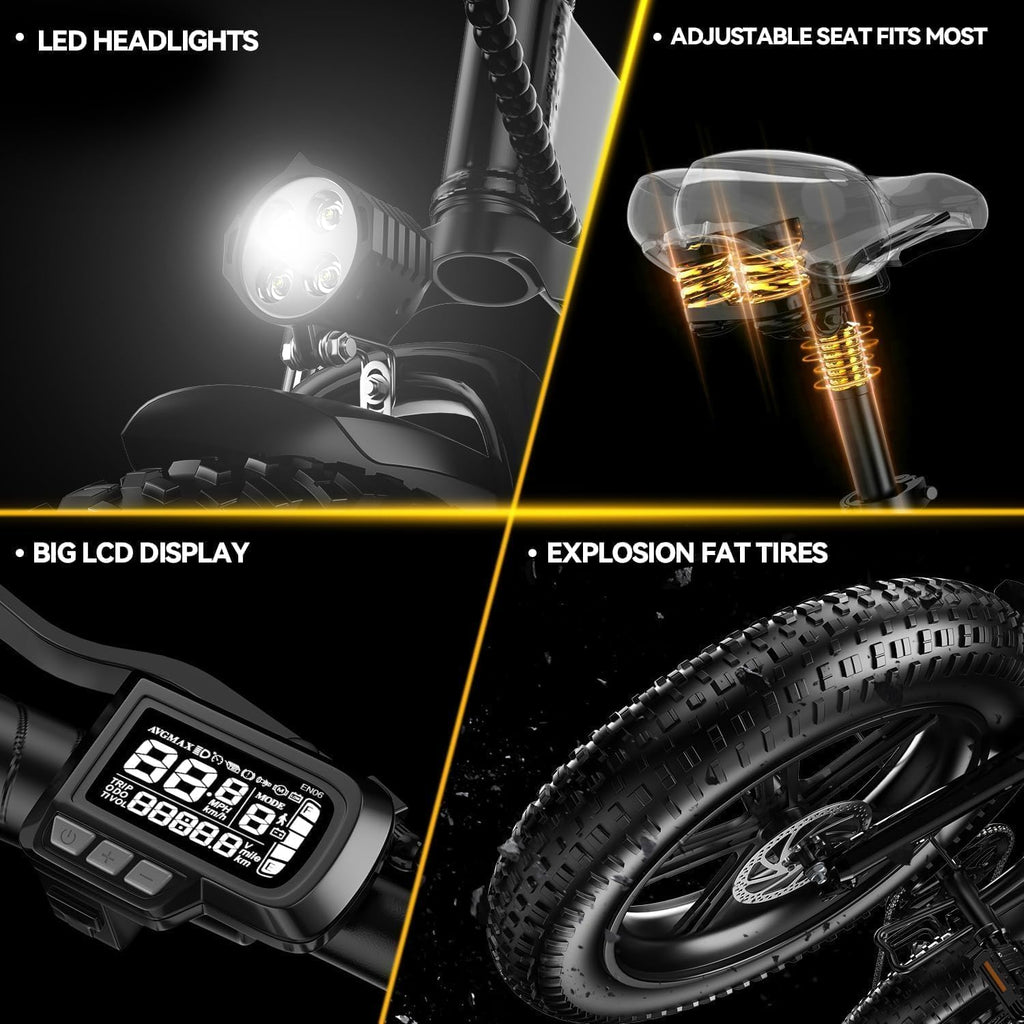Cybervelo 1000W Folding Electric Bike,48V 20.8AH Removable Battery EBike,30+MPH,80 Miles Max Range Electric Bike for Adults, 20' Fat Tire Foldable ebike, Adult Electric Bikes for Commute All Terrain