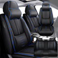 Car Seat Covers 5 Seats Fit for Jeep Wrangler Unlimited 4xe 2021 2022,Waterproof Leather Seat Covers,Airbag Compatible,Car Seat Protectors Interior Sets(5PCS with Pillows,Black&Blue)