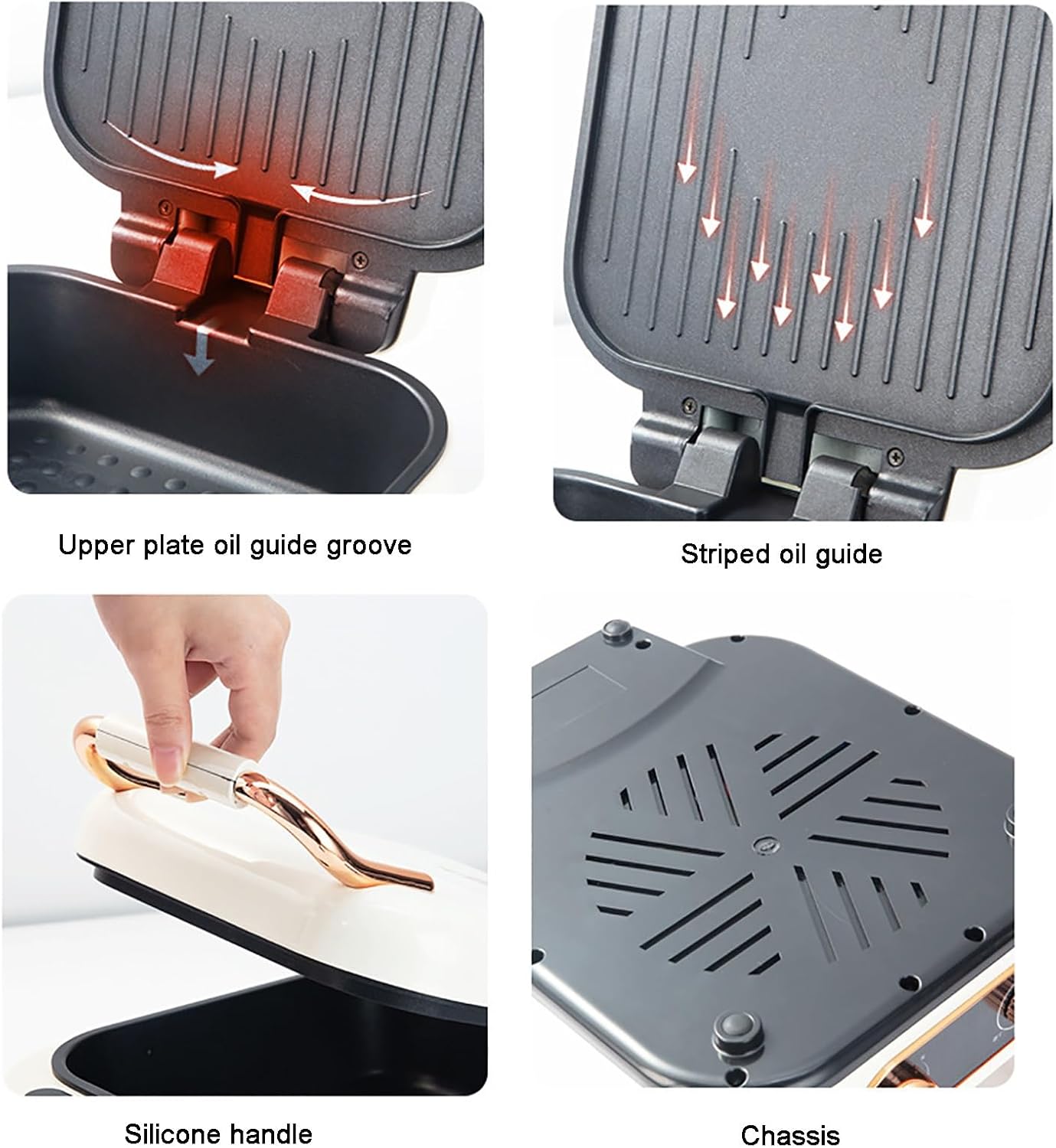 Electric Baking Pan, Double-Sided Electric Frying Pans, Hot Pot with Grill, Electric Skillets Nonstick with Lids, for Korean BBQ Steaks(Beige)