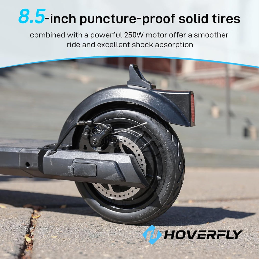 HOVERFLY X1/X3/X5 Electric Scooter for Adults, Anti Flat 8.5'/10'' Solid Tire, Max 10/18/25 Miles Range and 15.5/20Mph Speed Power by 250W/500W Motor, Foldable Commuting E Scooter with EABS&Disc Brake