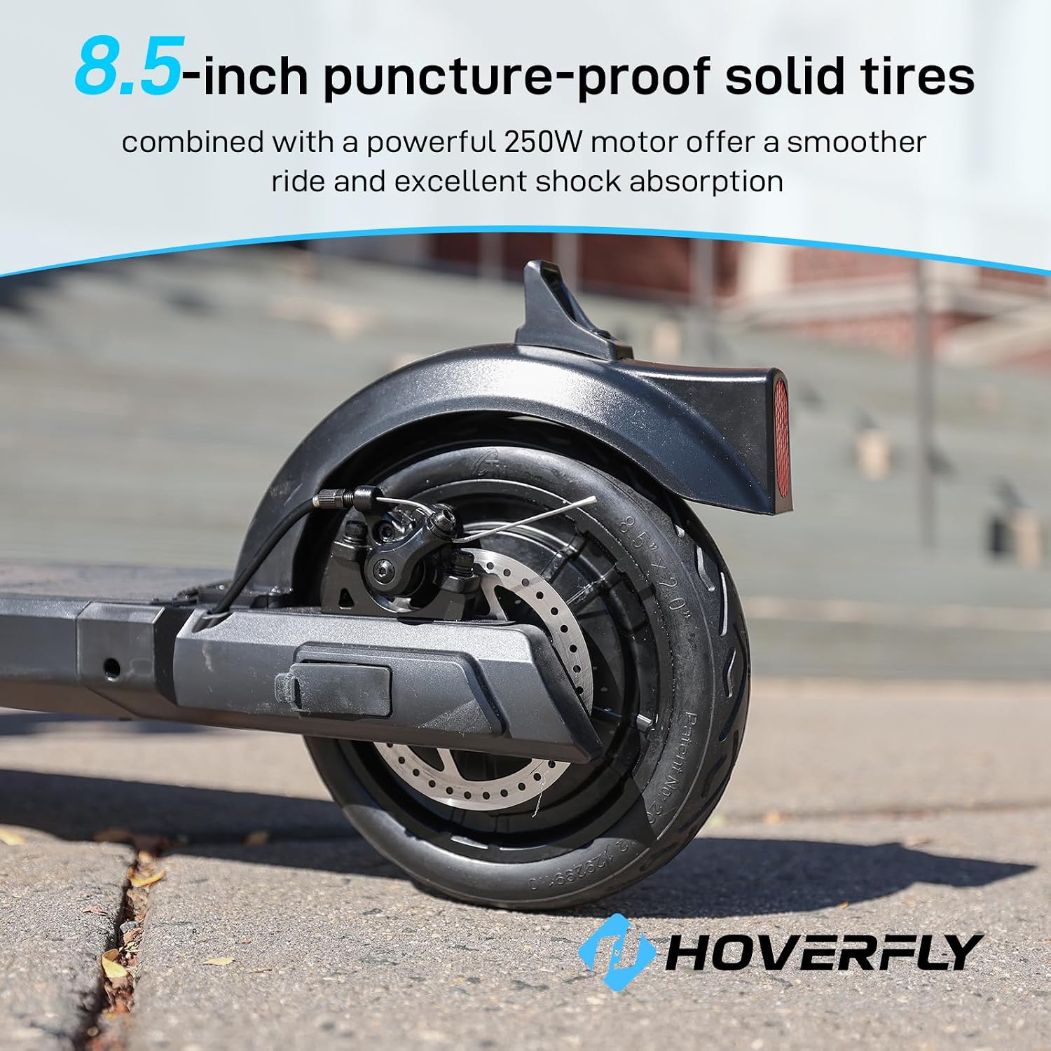 HOVERFLY X1/X3/X5 Electric Scooter for Adults, Anti Flat 8.5'/10'' Solid Tire, Max 10/18/25 Miles Range and 15.5/20Mph Speed Power by 250W/500W Motor, Foldable Commuting E Scooter with EABS&Disc Brake