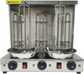 Electric 3 Burners Turkish Barbecue Machine Shawarma Maker Kebab Gyro Grill Stainless Steel Vertical Rotating Oven with Meat Catch Pan and Adjustable Tempereture
