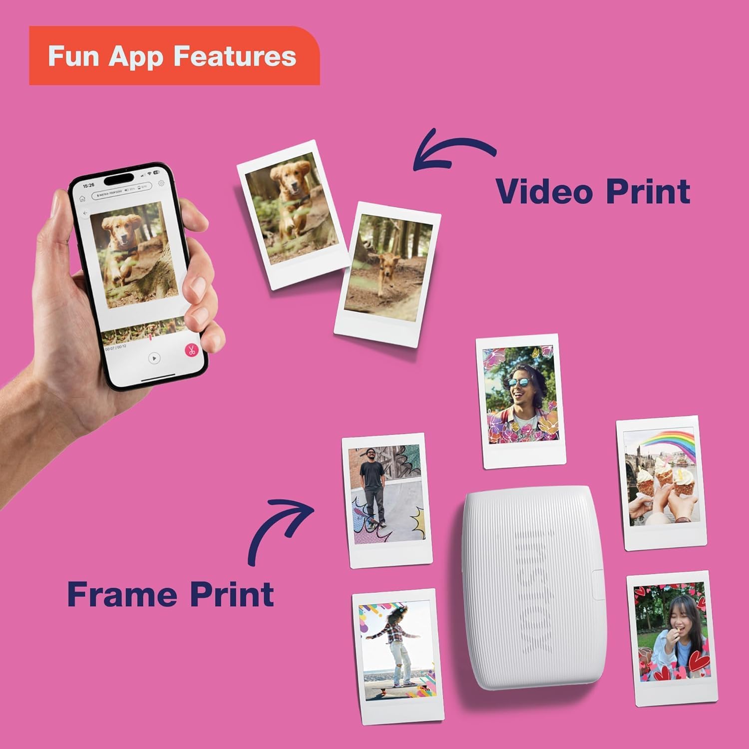 Fujifilm Instax Mini Link 3 Smartphone Printer Sage Green + Fuji Film Value Pack (20 Sheets)+ Shutter Accessories Bundle, Incl. Protective Case, 20 Sticker Frames, USB Type C Cable
