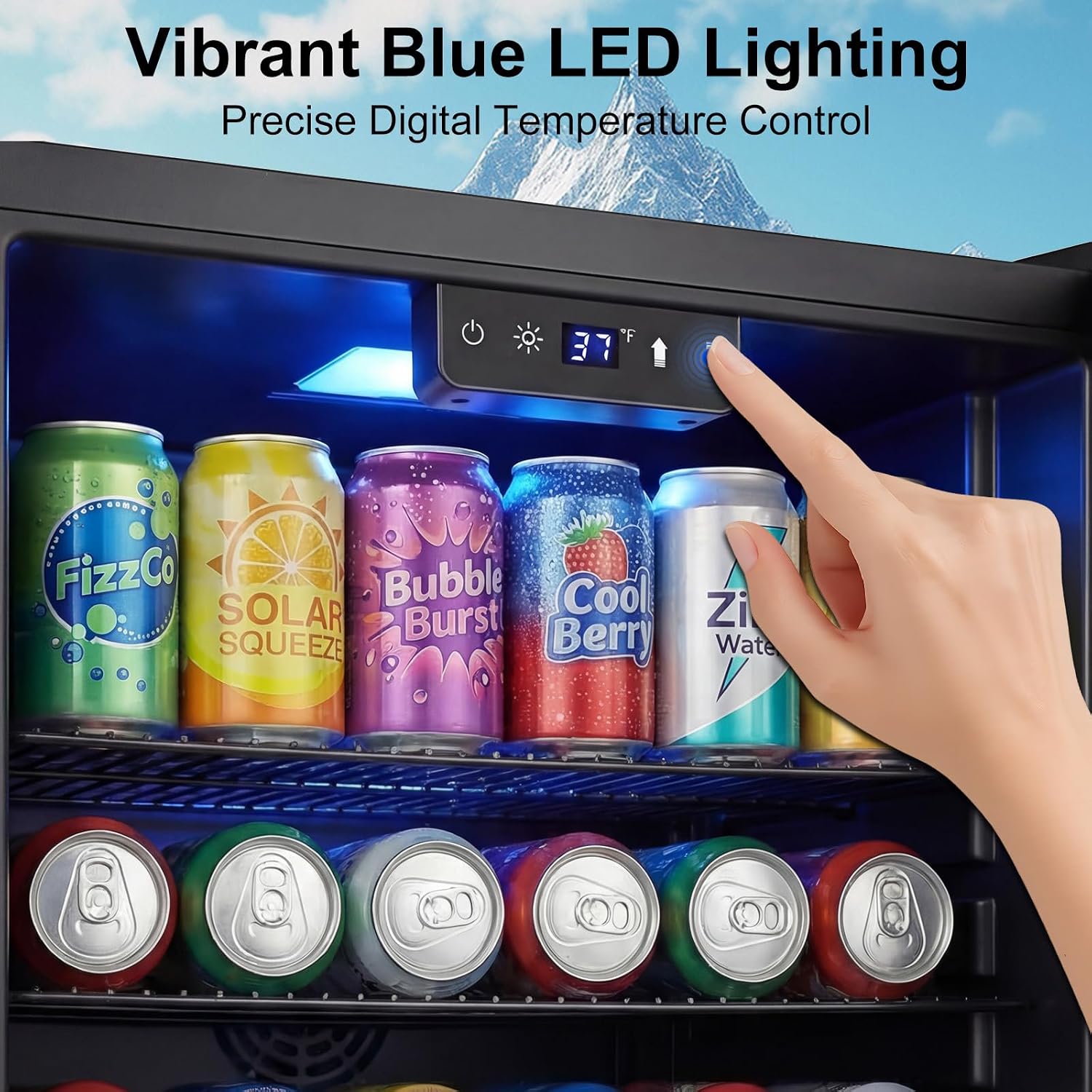 20 Inch Beverage Refrigerator, Mini Fridge with Glass Door for Soda Beer–130 Can Small Fridge for Home Office Bar, 3.4 Cu.Ft Drink Cooler with Reversible Door, Digital Temperature Control,Black