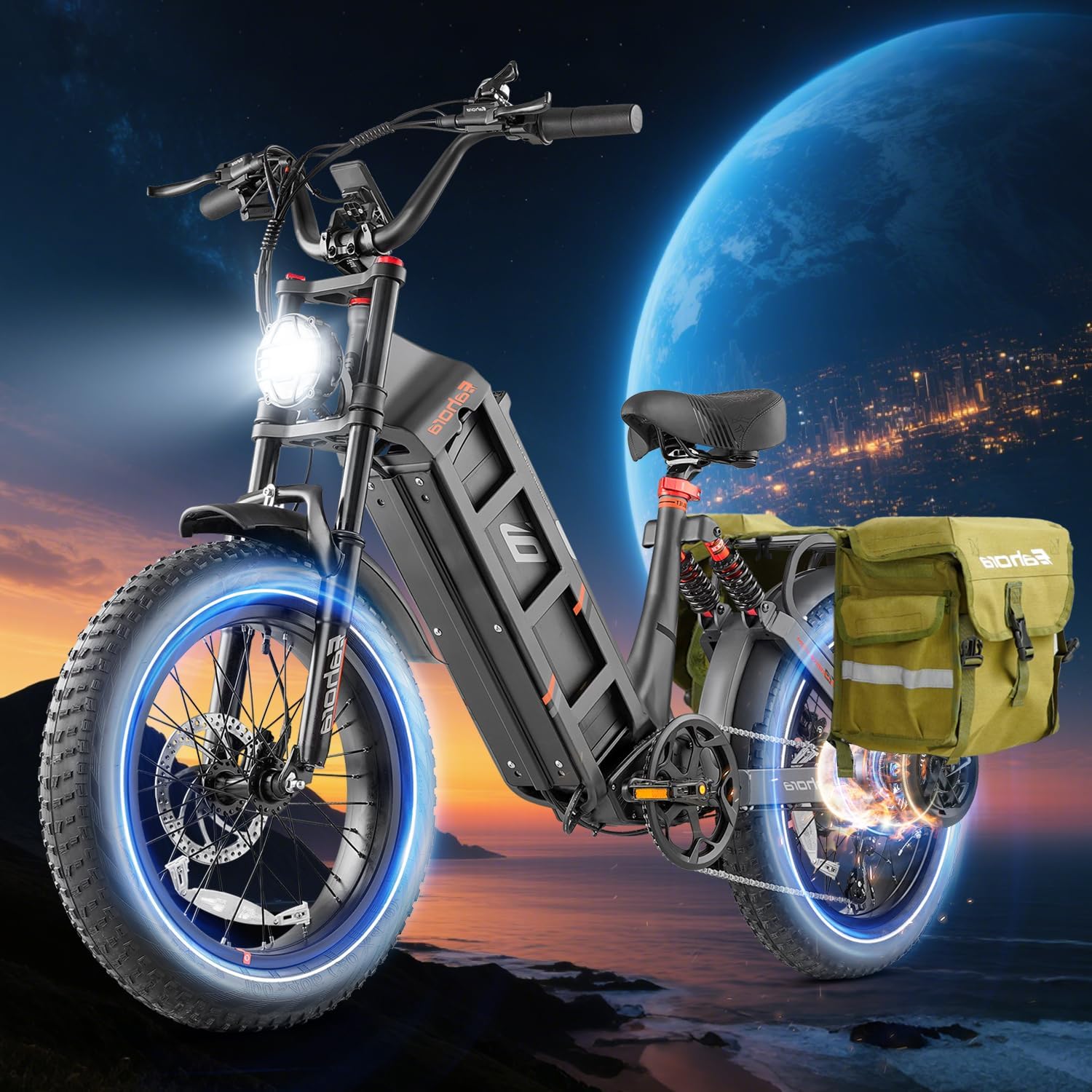 2026 Eahora 5400W Juliet Pro 2 Electric Bike for Adults 43MPH Dual Motor 70Ah Ebike 200Miles Long Range Electric Bicycle, 20'' Fat Tire Full Suspension Electric Mountain Bike for Commuting/Delivery