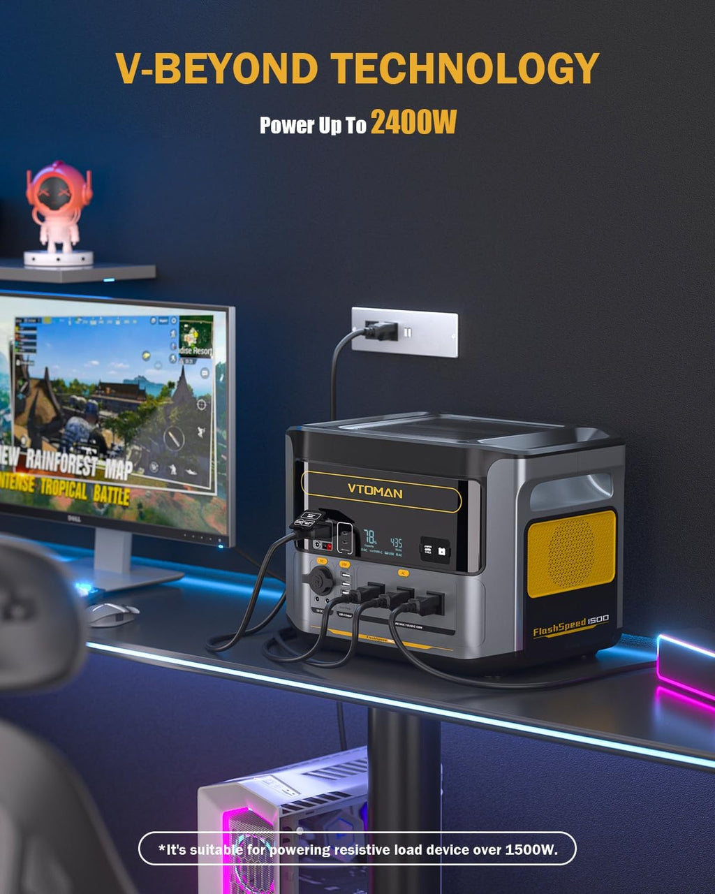 VTOMAN FlashSpeed 1500 Portable Power Station with 200W Pro Solar Panel - 1548Wh/1500W(3000W Peak) Solar Generator with LiFePO4 Battery, 100W USB-C, 60 Min Fast Charging 0-80% for Camping, Emergency