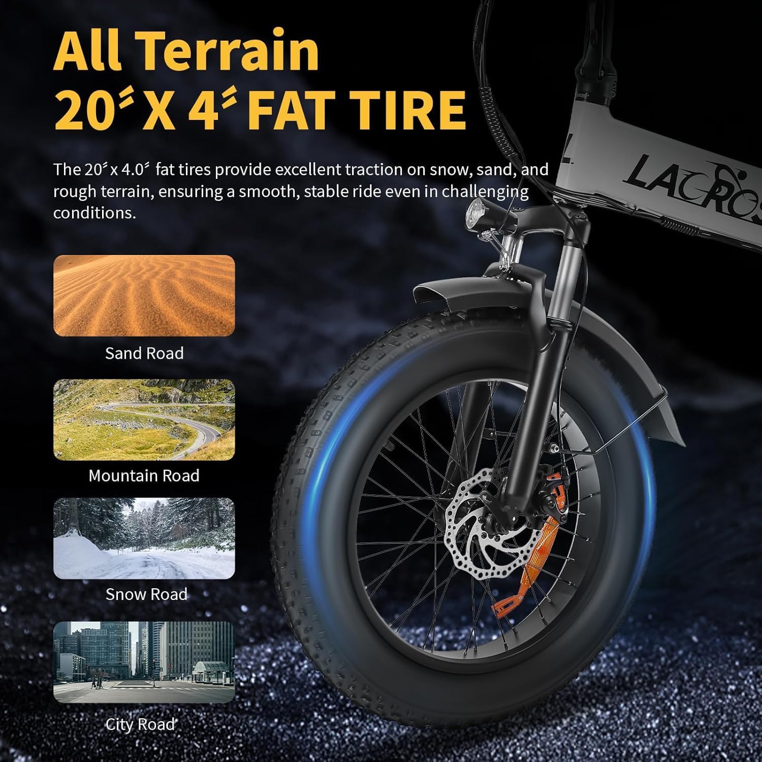 1000W Electric Bike for Adults, Fat Tire Ebikes 20' x 3.0 Electric Bicycle, 50-Mile Long Range, 48V Removable Battery Shock Absorber, 7-Speed Dual Disc Brakes Full Suspension Suitable for Commuting