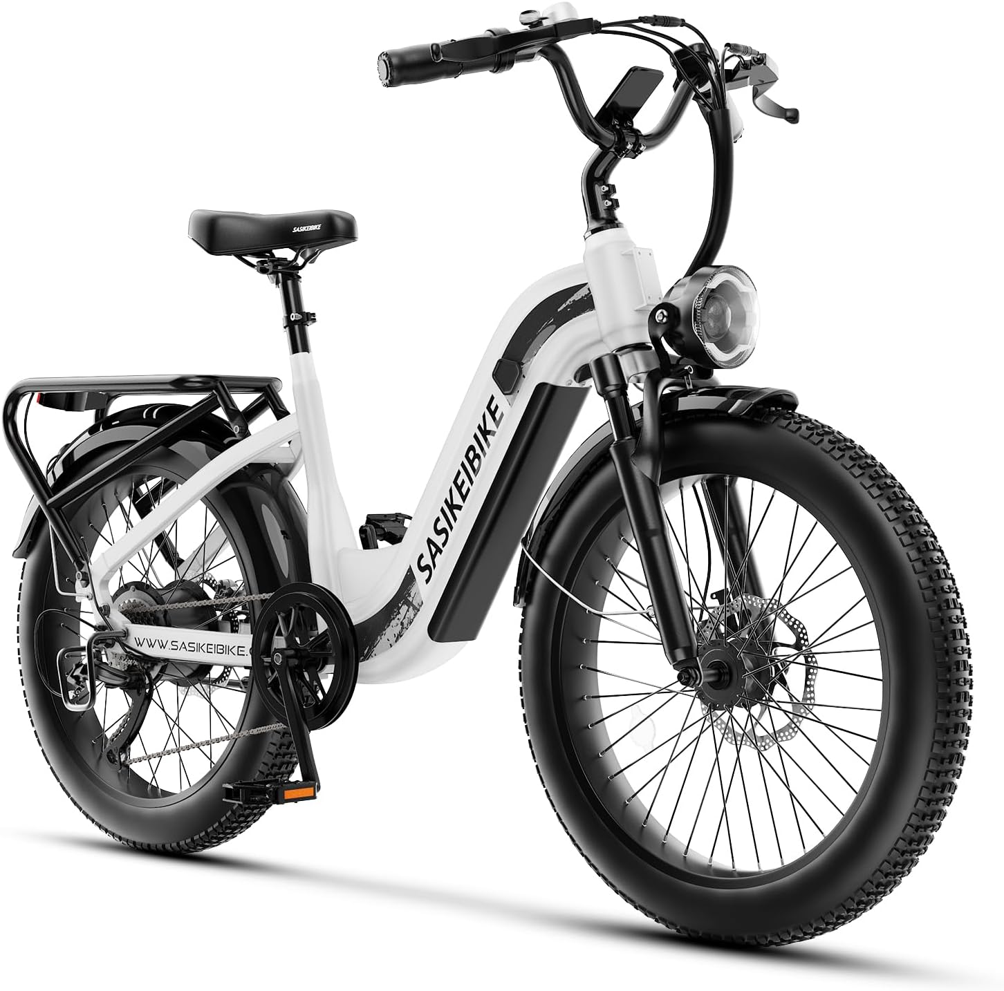 1500W Motor Electric Bike for Adults & Teenager, 48V 20AH Removable Battery Ebike, 24inch Fat Tire Electric Bicycle, Step-Thru E Bike for Commuting & Mountain, Front Suspension