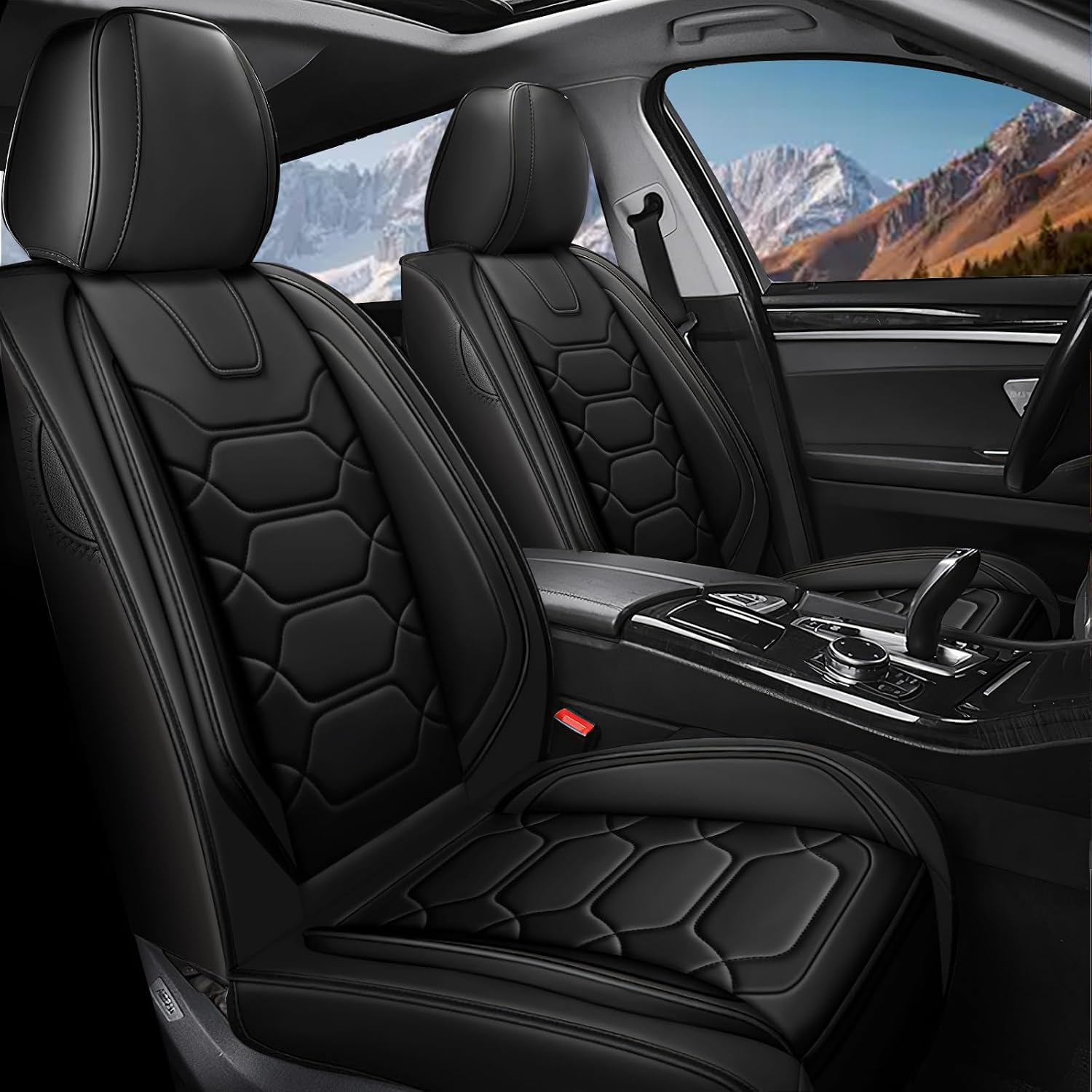 Car Seat Covers Full Set for Honda Civic 2000-2025,Durable Waterproof Luxury Universal,Easy to Install Napa Leather Cover Set for Cars,Full Seats,Black