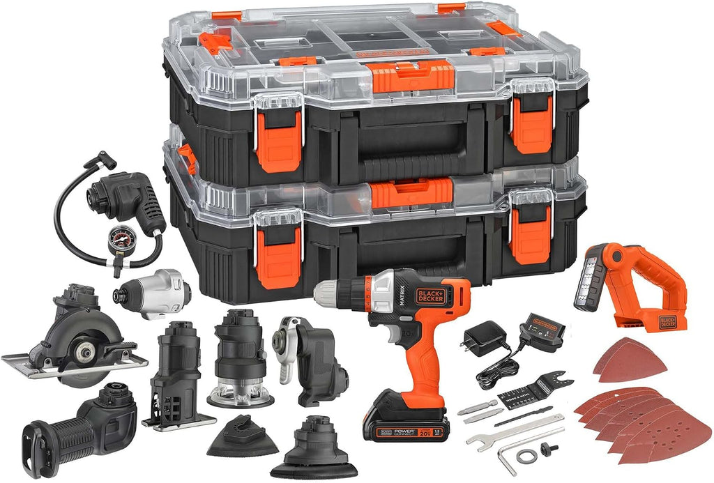 BLACK+DECKER MATRIX 20V MAX Power Tool Combo Kit, Cordless Power Tool Set with Battery and Charger Included, 10 Piece (BDCDMT1210KITC1