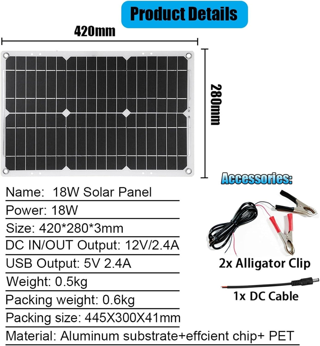 6000W Solar Inverter 12V to 110V/220V with 30A Controller & 18W 12V Solar Panel Kit - Portable Solar Generator for Home Grid System (Blue, 12V-110V)