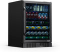 NewAir Beverage Refrigerator with Glass Door | 177 Can Mini Fridge for Bedroom, Dorm, Office, or Gaming Setup | Soda, Beer, and Wine Cooler | Black Stainless Steel